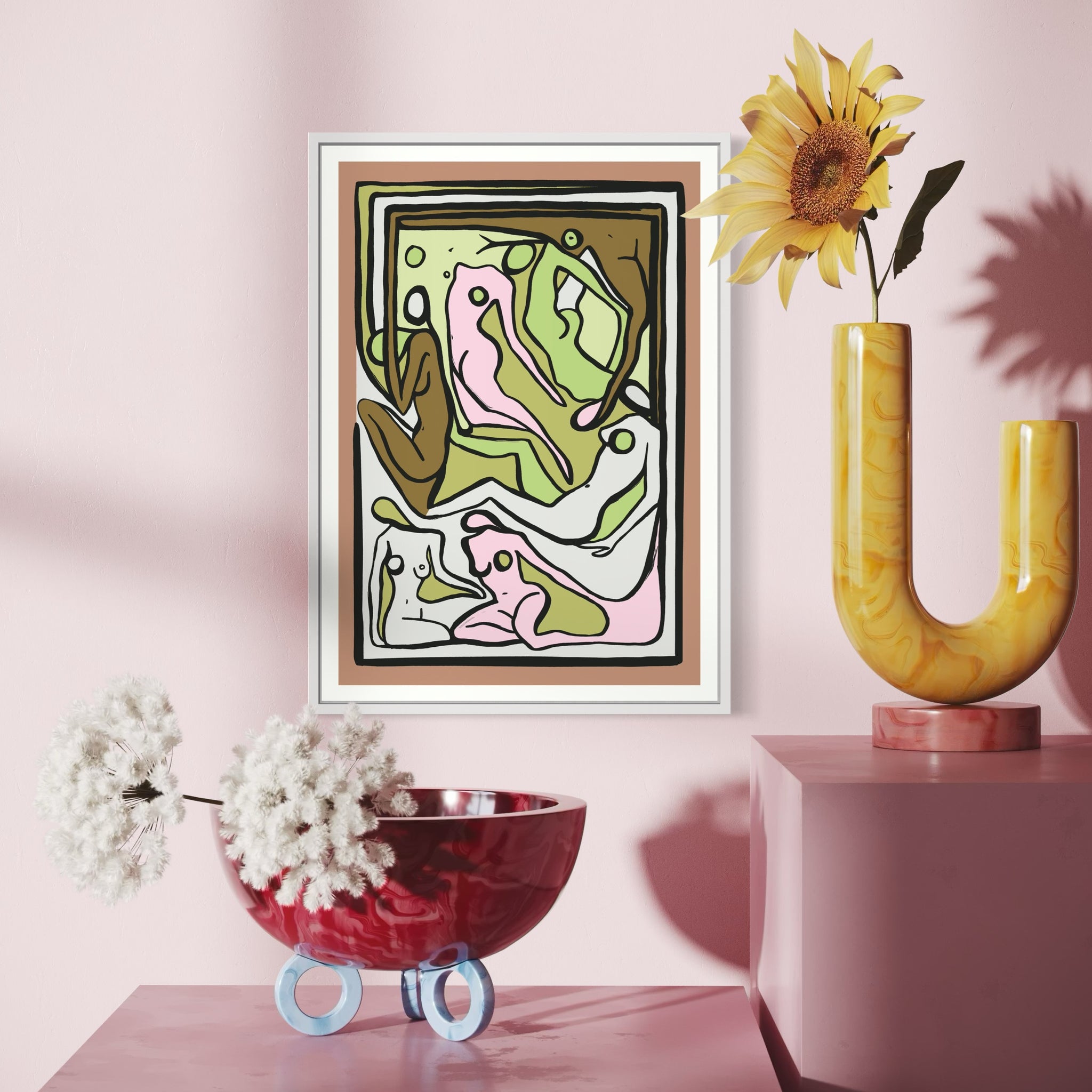ECSTATIC NUDES 5 GREEN Print