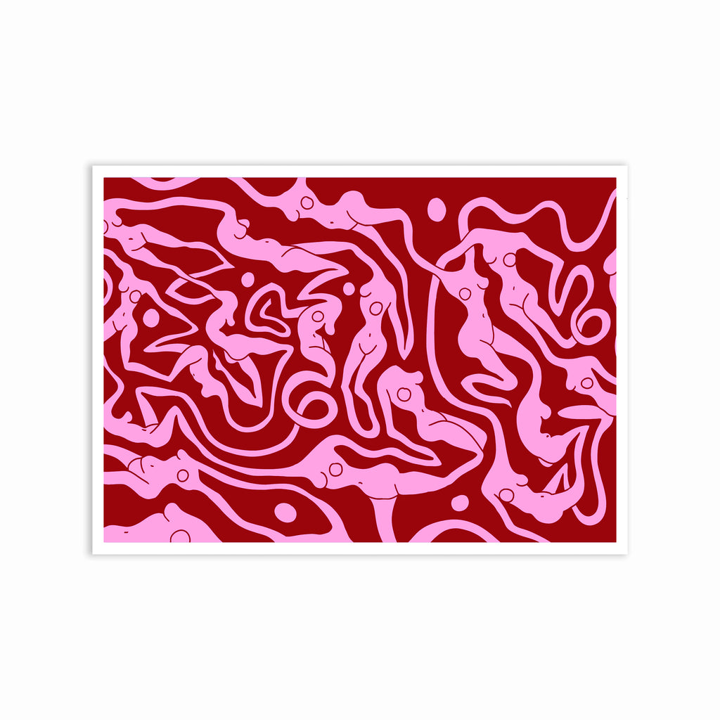 ECSTATIC NUDES 16 RED Poster Print